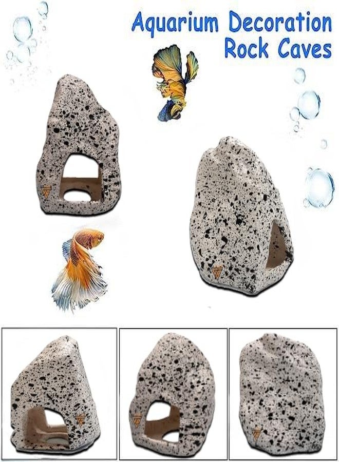 GIG BAZAAR-Aquarium Stone Shelter Rock Cave Hideaway, Hidden Space for Fish and Shrimp Shelter Rock, Speckled Granite Design, Fish Tank Decoration Ornament Accessories (White) - Image 3