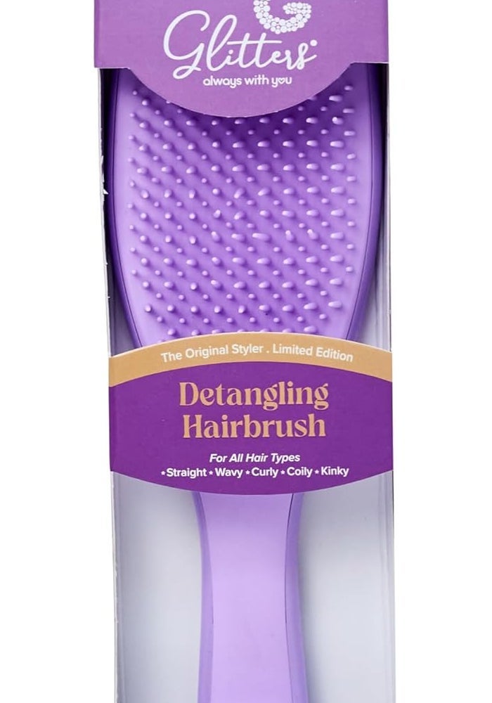 Glitters Detangling Paddle Hair Brush for Women & Kids - Gentle Flexible Bristles for Wet & Dry Hair - Image 1