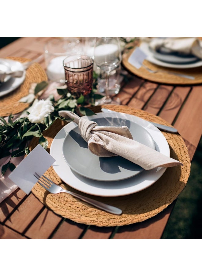 طقم 2 مفرش طاولة دائري من الخوص الطبيعي قطر 30 سم – مفرش طاولة منسوج يدوي من الهايسنث المائي، قاعدة أطباق ديكورية على الطراز الريفي، مفرش سفرة مضاد للحرارة وغير قابل للانزلاق، سهل التنظيف وقابل للمسح، مناسب للمطبخ، السفرة، الحفلات، الديكور المنزلي، الأعراس، العشاء، مفرش خوص، مفرش سفرة طبيعي، مفرش منسوج يدوي، مفرش دائري للمائدة، قاعدة أطباق جوت منسوجة، مفرش بوهيمي للمطبخ والديكور - Image 4