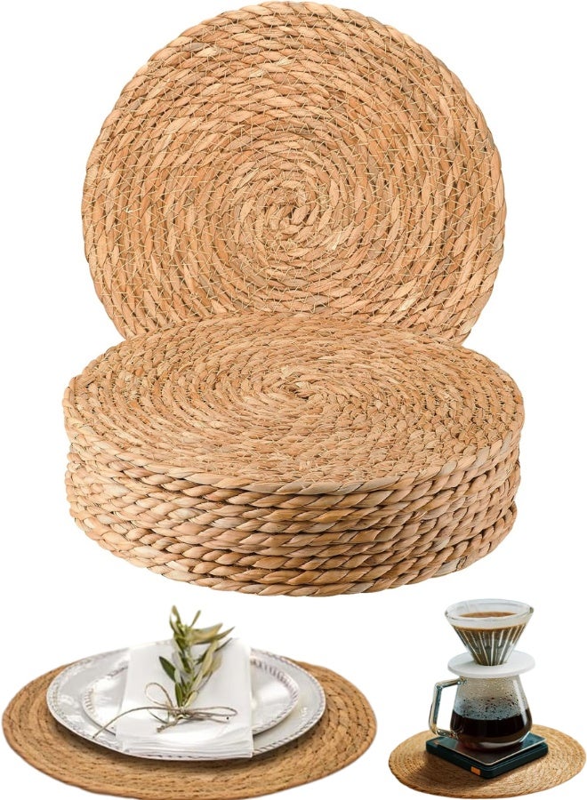طقم 2 مفرش طاولة دائري من الخوص الطبيعي قطر 30 سم – مفرش طاولة منسوج يدوي من الهايسنث المائي، قاعدة أطباق ديكورية على الطراز الريفي، مفرش سفرة مضاد للحرارة وغير قابل للانزلاق، سهل التنظيف وقابل للمسح، مناسب للمطبخ، السفرة، الحفلات، الديكور المنزلي، الأعراس، العشاء، مفرش خوص، مفرش سفرة طبيعي، مفرش منسوج يدوي، مفرش دائري للمائدة، قاعدة أطباق جوت منسوجة، مفرش بوهيمي للمطبخ والديكور - Image 1