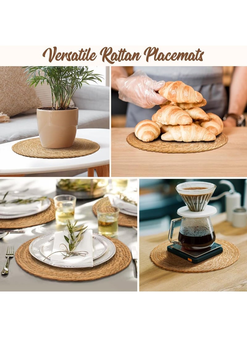 طقم 2 مفرش طاولة دائري من الخوص الطبيعي قطر 30 سم – مفرش طاولة منسوج يدوي من الهايسنث المائي، قاعدة أطباق ديكورية على الطراز الريفي، مفرش سفرة مضاد للحرارة وغير قابل للانزلاق، سهل التنظيف وقابل للمسح، مناسب للمطبخ، السفرة، الحفلات، الديكور المنزلي، الأعراس، العشاء، مفرش خوص، مفرش سفرة طبيعي، مفرش منسوج يدوي، مفرش دائري للمائدة، قاعدة أطباق جوت منسوجة، مفرش بوهيمي للمطبخ والديكور - Image 5