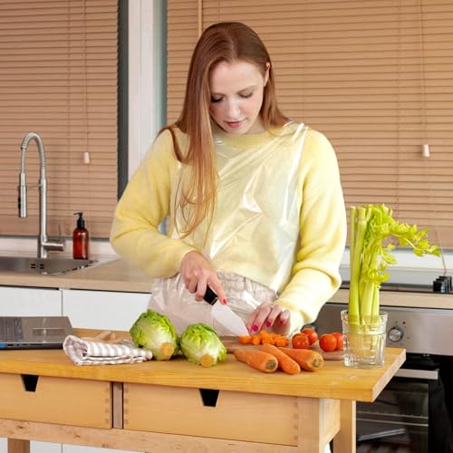 ALDMIO 100Pcs Disposable Aprons for Adults, Plastic Aprons for Cooking, Waterproof Apron for Adults Painting Housework Picnic Party Etc - Image 5