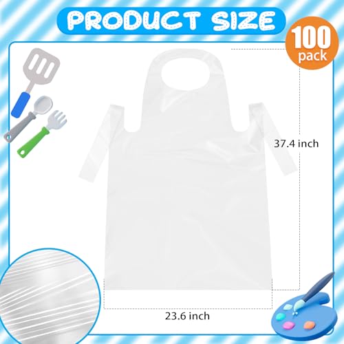 ALDMIO 100Pcs Disposable Aprons for Adults, Plastic Aprons for Cooking, Waterproof Apron for Adults Painting Housework Picnic Party Etc - Image 2
