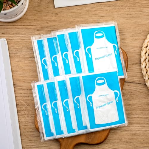 ALDMIO 100Pcs Disposable Aprons for Adults, Plastic Aprons for Cooking, Waterproof Apron for Adults Painting Housework Picnic Party Etc - Image 4