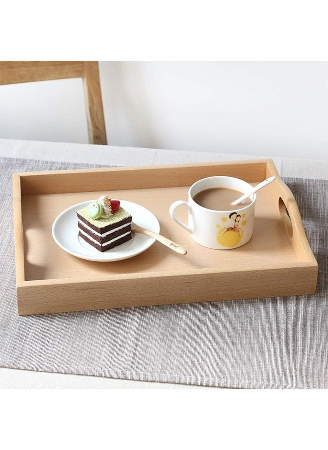 3-Piece Wooden Serving Tray Set Brown