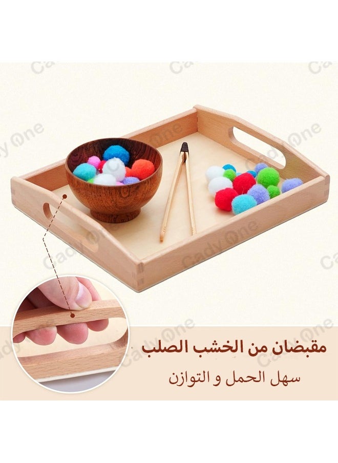 3-Piece Wooden Serving Tray Set Brown