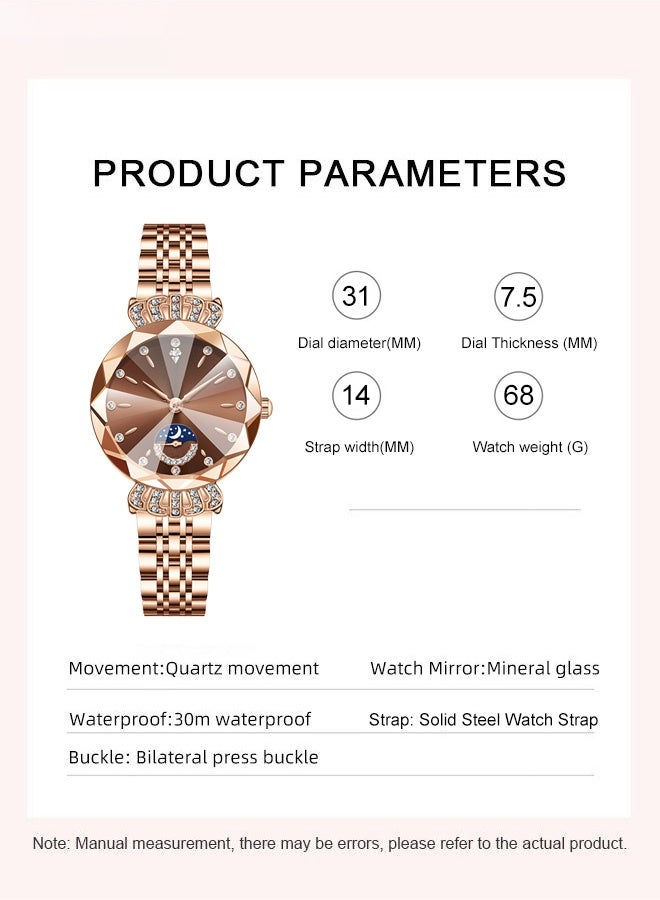 Fashion Steel Strap Women's Diamond-encrusted Star and Moon Watch - Image 4