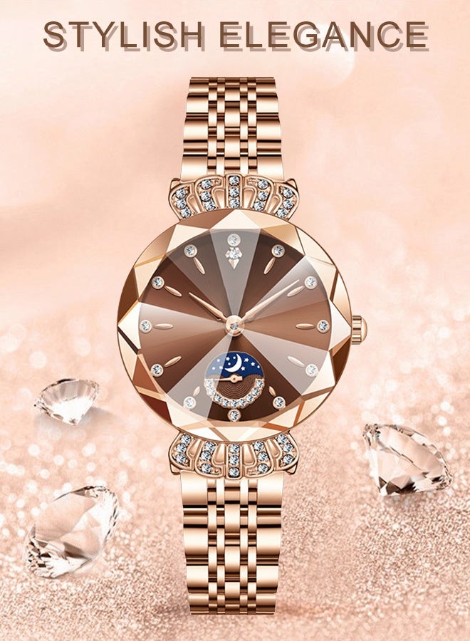 Fashion Steel Strap Women's Diamond-encrusted Star and Moon Watch - Image 1