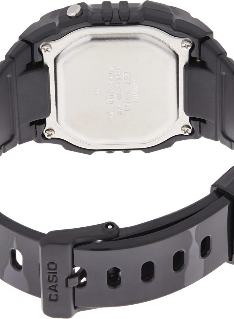 CASIO Casio W-215H-1AVDF Men's, Casual, Grey Dial, Black Band - Image 2