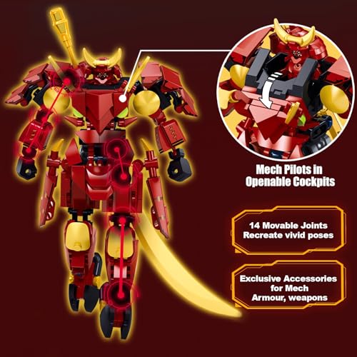 HIGH GODO Samurai Mech Warrior Model Building Sets Robot with Long Swords and Openable Cockpits Building Blocks Toy Set 236 Pieces Creative Gift for Adults Man Teens 14 - Image 5
