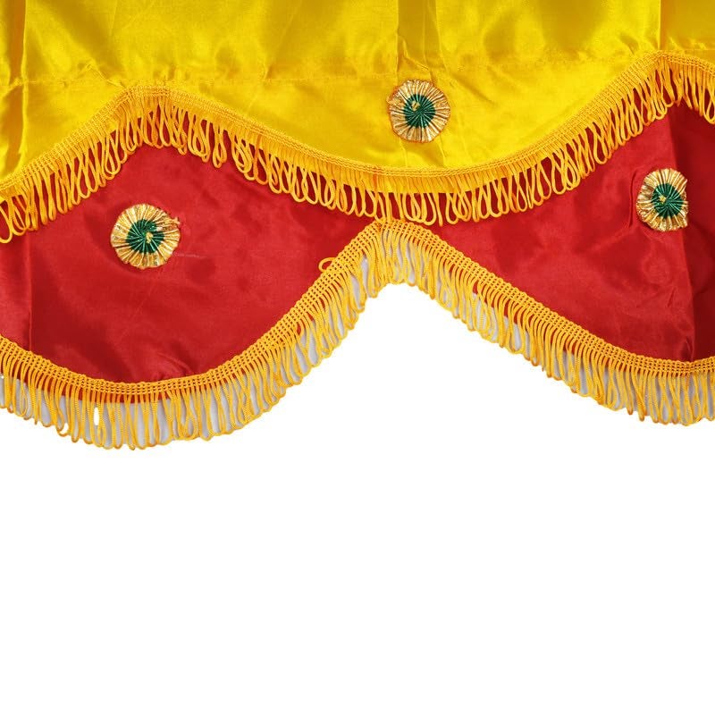 PRIYAKANT SAFAWALA PRIYAKANT SAFAWALA Ganpati Decoration Satin Jhalar Ideas at Home Festival Temple and Special Ganesh Chaturthi Decoration Jhalar Size Length 50 Feet and Hight 15 Inches Red and Yellow - Image 4