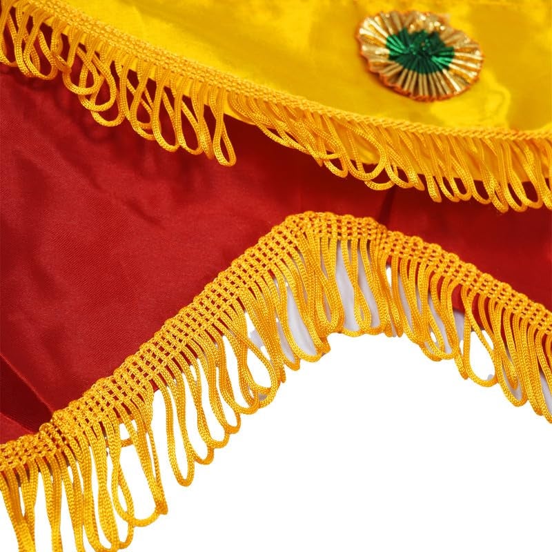 PRIYAKANT SAFAWALA PRIYAKANT SAFAWALA Ganpati Decoration Satin Jhalar Ideas at Home Festival Temple and Special Ganesh Chaturthi Decoration Jhalar Size Length 50 Feet and Hight 15 Inches Red and Yellow - Image 5