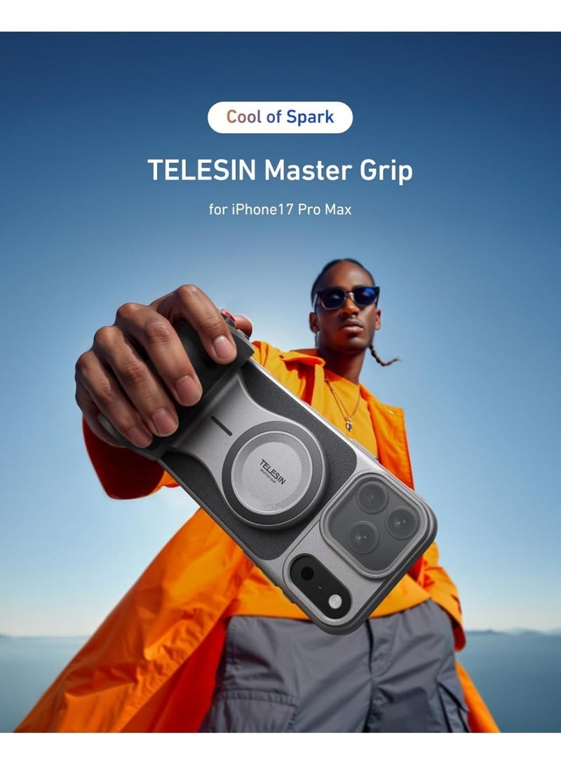 TELESIN Master Grip Kit for iPhone 17 Pro Max Magnetic Phone Camera Grip with C03 Selfie Light and UV Filters Creator Kit with Built in 3200mAh Battery Wireless Charging and Cooling Graphene Case - Image 2