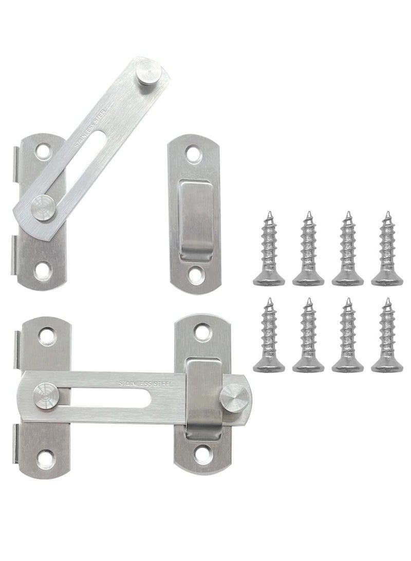 2pcs Door Lock, Stainless Steel Gate Latches, Flip Door Lock Latch, Safety Door Bolt Latch Lock Suitable for Door and Window, Barn Door Latch, Coop, Garden, Household, Bathroom(Silver) - Image 1