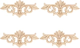 MUXSAM MUXSAM 4Pcs Carved Furniture Appliques Onlays, 16x7cm/6.30"x2.76", Wooden Decal Corner Frame Decorative for Cabinet  - Image 1