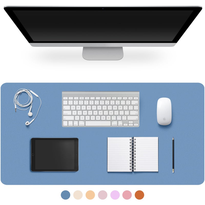 CADONO Leather Desk Pad Protector,Non-Slip Desk Pad,on-Slip PU Leather Large Mouse Pad,Easy Clean Desk Protecor Mat,Writing Pad for Office Work/Home/Decor(Sea Blue, 23.6" x 13.7") - Image 1