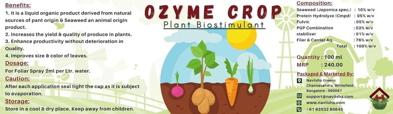 Naviisha Greens Naviisha Greens Ozyme Crop Seaweed Extract Liquid Concentrate Organic Fertilizer Growth Promoter for Plants 100 Water Soluble 100ml  - Image 5