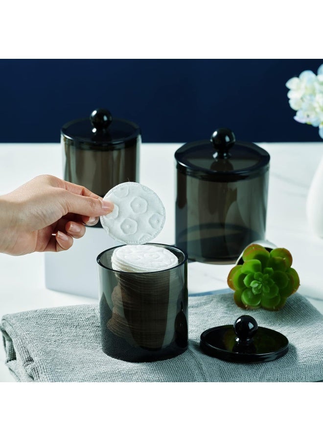 SheeChung 4 Pack Plastic Acrylic Bathroom Vanity Countertop Canister Jars With Storage Lid Apothecary Jars Qtip Holder Makeup Organizer For Cotton Balls Swabs Pads Bath Salts Black 12 Oz  - Image 2