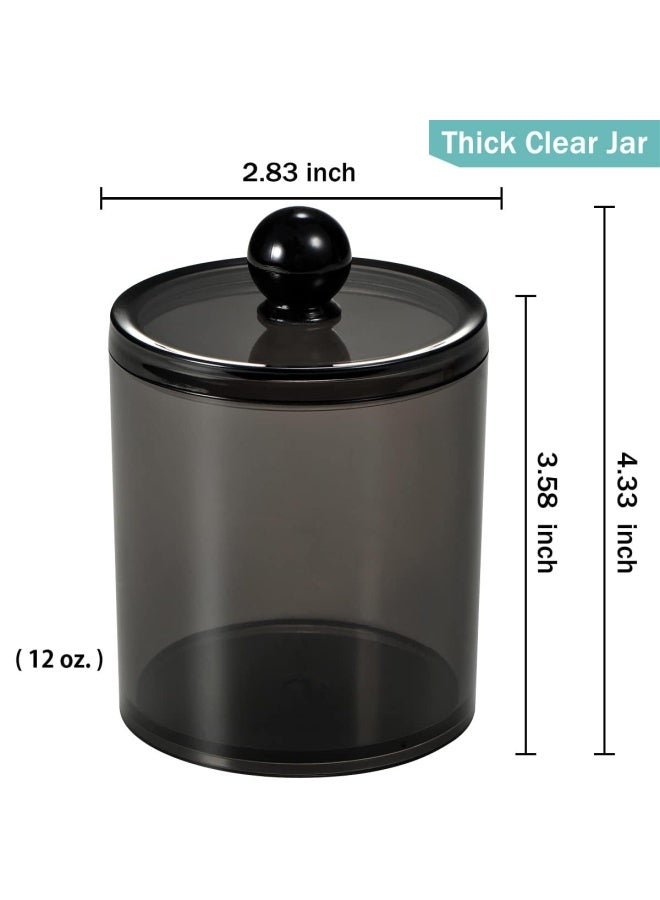 SheeChung 4 Pack Plastic Acrylic Bathroom Vanity Countertop Canister Jars With Storage Lid Apothecary Jars Qtip Holder Makeup Organizer For Cotton Balls Swabs Pads Bath Salts Black 12 Oz  - Image 4