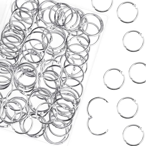 HAUTOCO 100 Pcs Loose Leaf Binder Rings, 0.75 Inch Nickel Plated Metal Binder Rings, Office Book Rings Keychain Key Rings for School Home Index Cards - Image 1