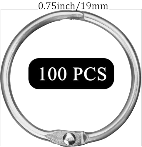HAUTOCO 100 Pcs Loose Leaf Binder Rings, 0.75 Inch Nickel Plated Metal Binder Rings, Office Book Rings Keychain Key Rings for School Home Index Cards - Image 2