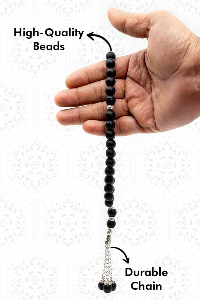 ميداس مسبحة صلاة من حجر العقيق الأسود 10 ملم – 33 حبة، مسبحة إسلامية طبيعية للذكر والتأمل والحماية وتوازن الطاقة، هدية مثالية لرمضان وعيد الفطر  - Image 4