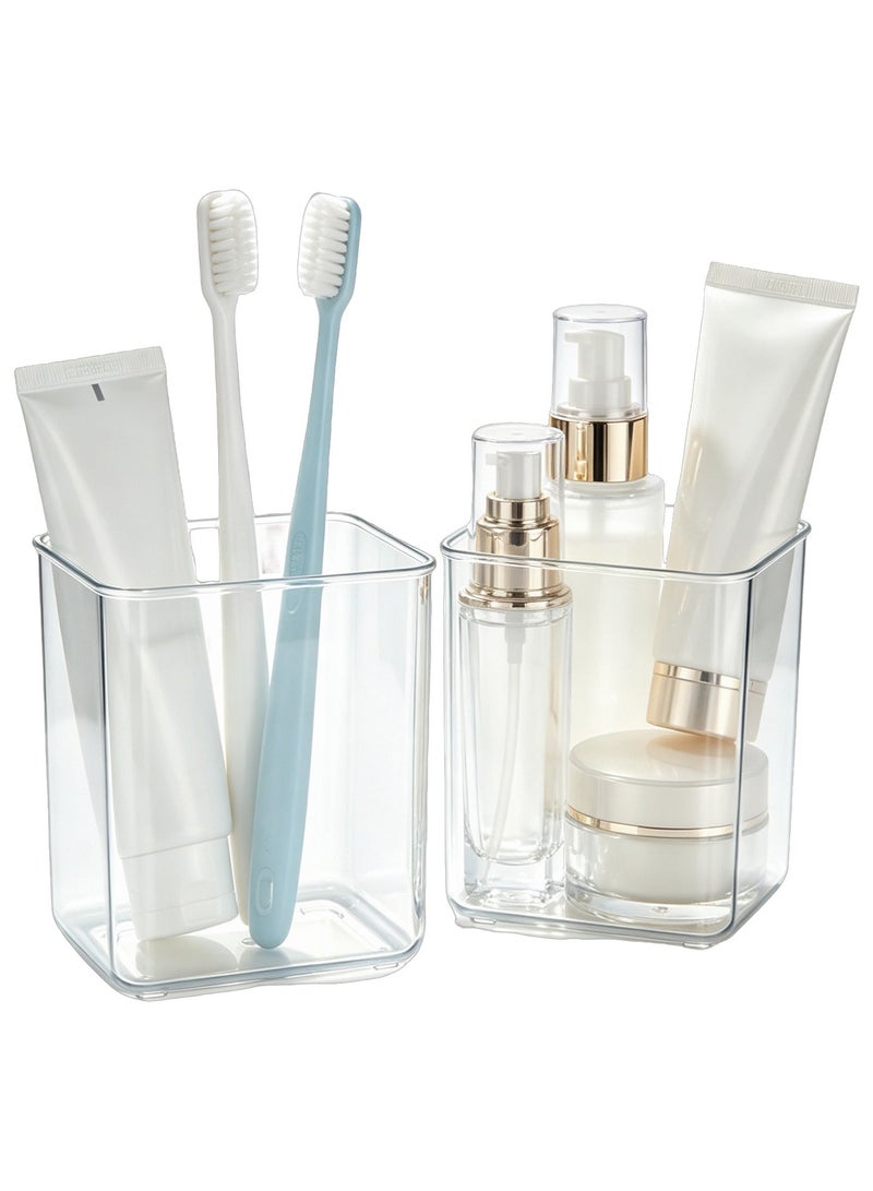 LuckSa 2 Piece Toothpaste Holder, Wall Mounted Storage Box, Bathroom Toiletries Shelf, Traceless Installation, Bathroom Accessories Clear - Image 1