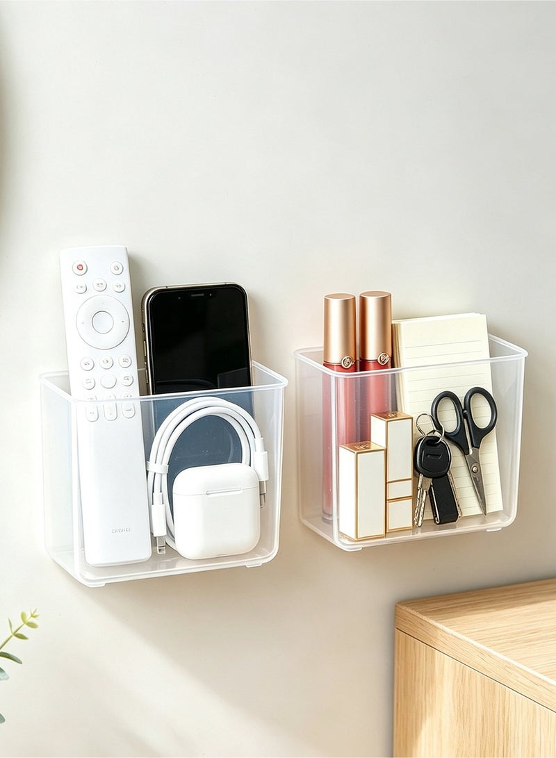 LuckSa 2 Piece Toothpaste Holder, Wall Mounted Storage Box, Bathroom Toiletries Shelf, Traceless Installation, Bathroom Accessories Clear - Image 2