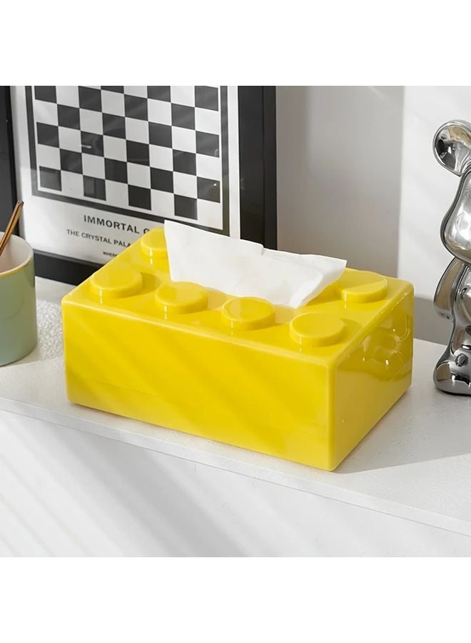 Yellow Tissue Box Holder For Kitchen Bathroom Office And Home Use - Image 1