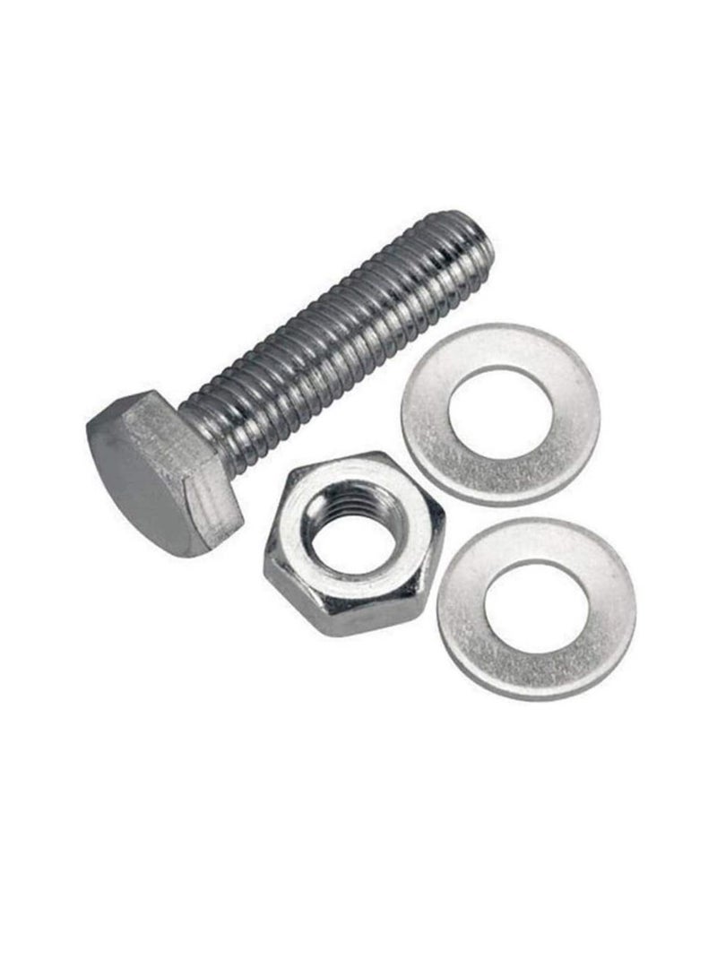 12 pcs Hex Head Screw Bolts Nuts & Washers Fully Thread GI Plain Finish Bolt Set. (20, 50MM)  - Image 2