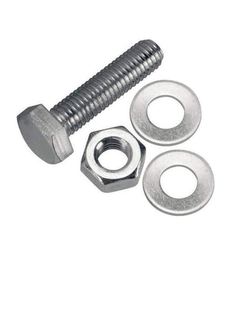 12 pcs Hex Head Screw Bolts Nuts & Washers Fully Thread GI Plain Finish Bolt Set. (20, 50MM)  - Image 3