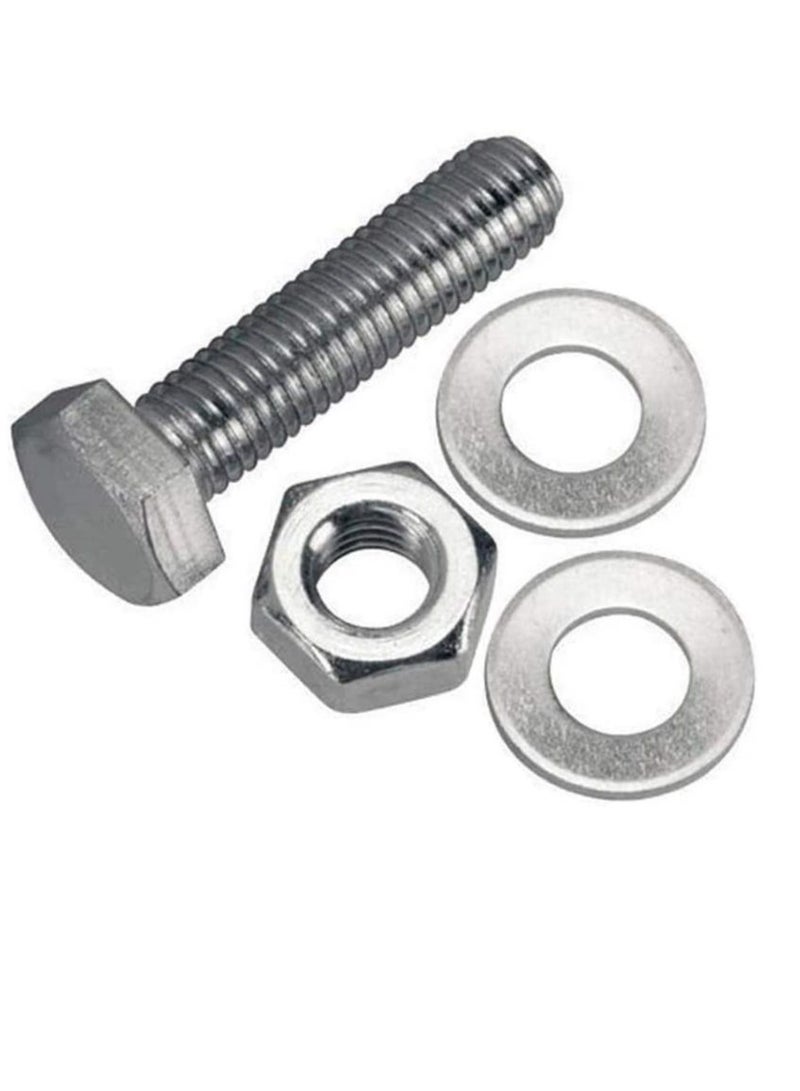 12 pcs Hex Head Screw Bolts Nuts & Washers Fully Thread GI Plain Finish Bolt Set. (20, 50MM)  - Image 1