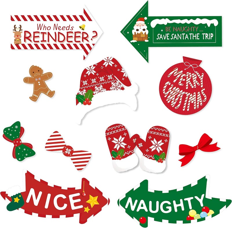 Konsait أدوات تصوير عيد الميلاد من كونسايت 42 قطعة مع عصي، أدوات تصوير عيد الميلاد مع خلفية لتزيين حفلات عيد الميلاد، مجموعة ألعاب عيد الميلاد - Image 4