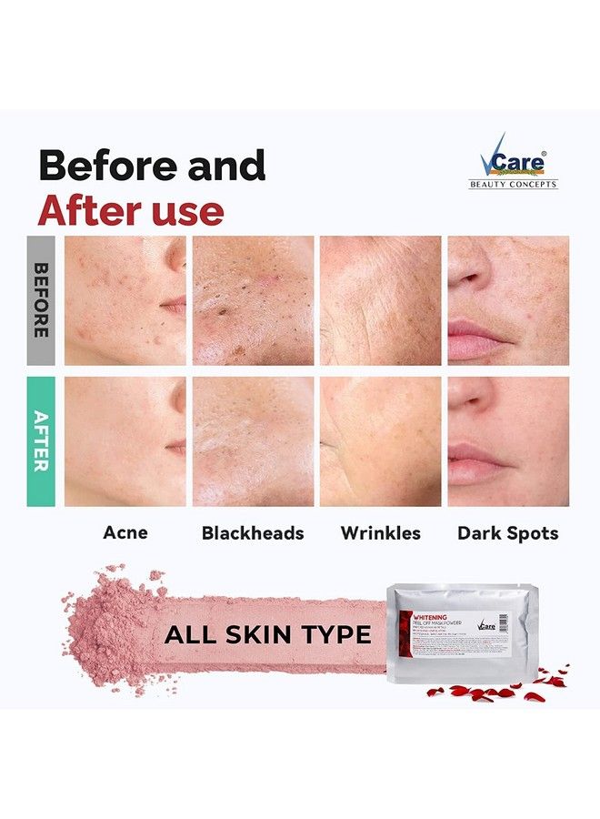 VCare قناع تقشير جيلي لتبييض البشرة للعناية بالبشرة؛ قناع بودرة للوجه 30 جرامًا عبوة من قطعتين؛ منتج للعناية ببشرة الوجه للنساء، مرطب ومنعش ومنظف للرجال والنساء - Image 3
