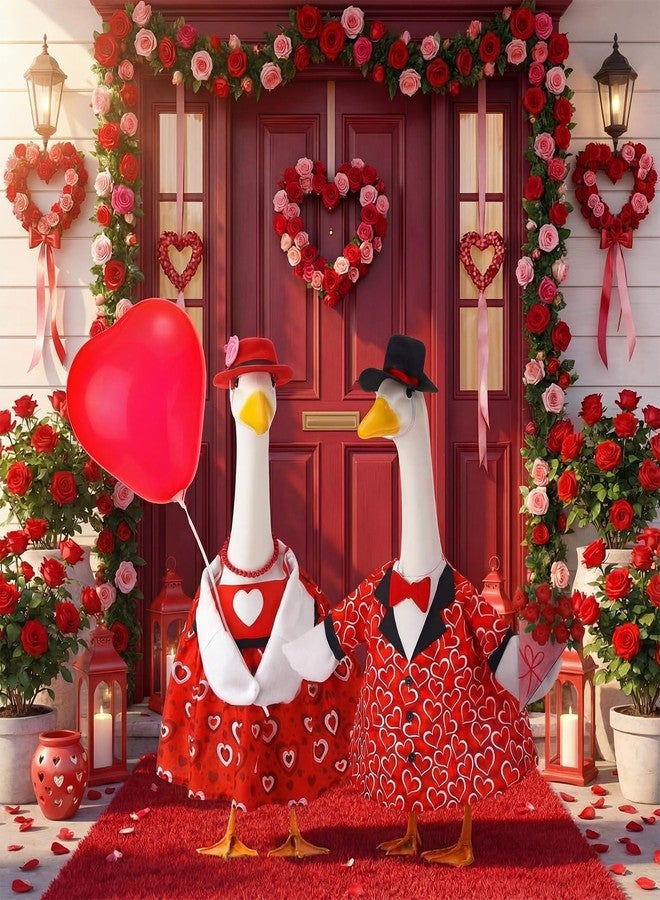 Abbylike Porch Goose Outfit Yard Goose Costume Clothes Fits Large 23'' Cement for Pathway Statue Garden Decor, Valentine’s Day, One size - Image 4