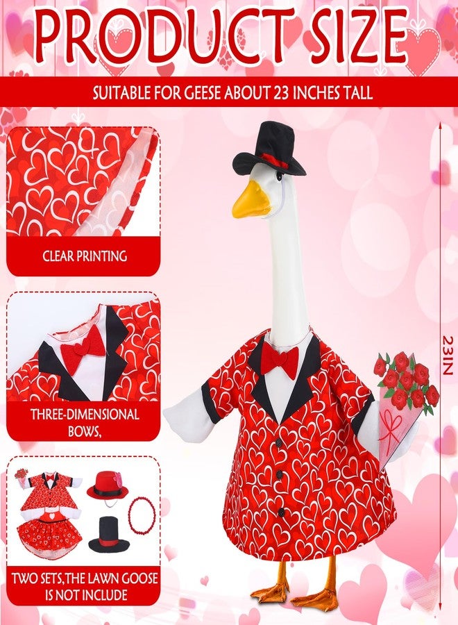 Abbylike Porch Goose Outfit Yard Goose Costume Clothes Fits Large 23'' Cement for Pathway Statue Garden Decor, Valentine’s Day, One size - Image 3