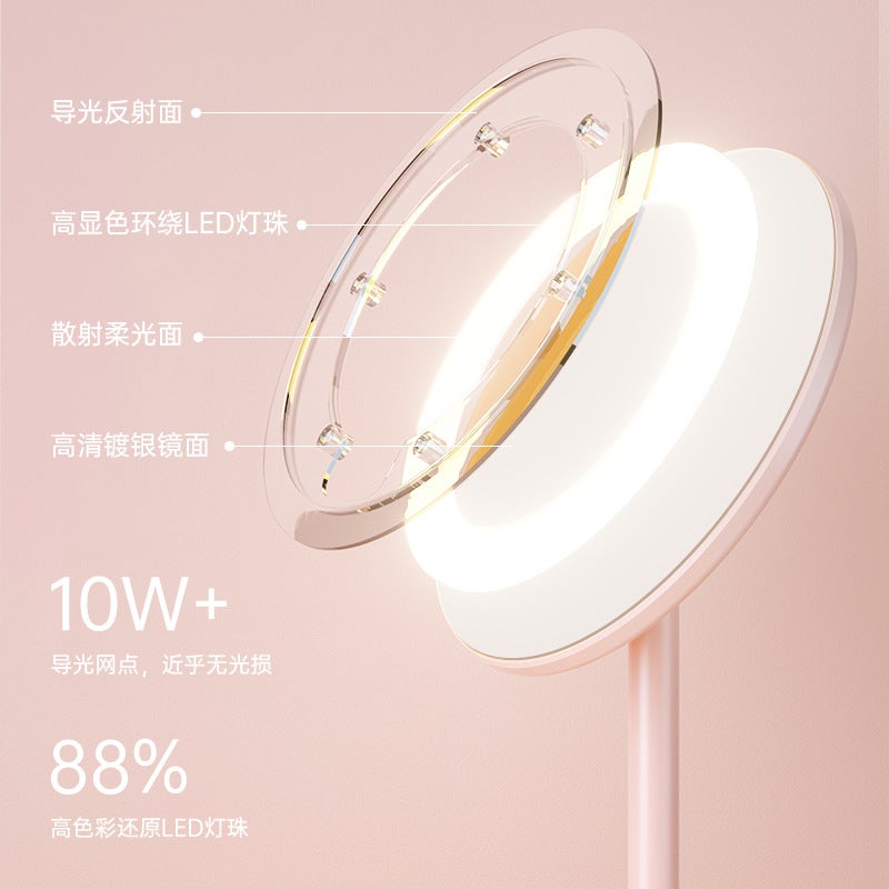 Led Makeup Mirror Three-Color Light Dressing Mirror Desktop Folding Light Mirror Touch Switch Intelligent Beauty Mirror - Image 5