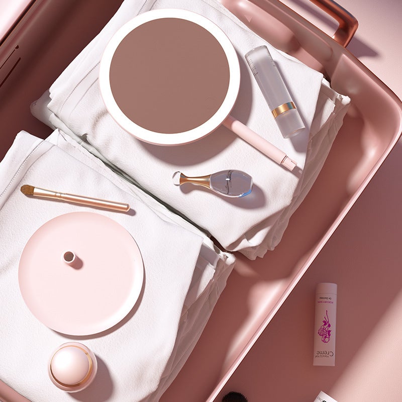 Led Makeup Mirror Three-Color Light Dressing Mirror Desktop Folding Light Mirror Touch Switch Intelligent Beauty Mirror - Image 3