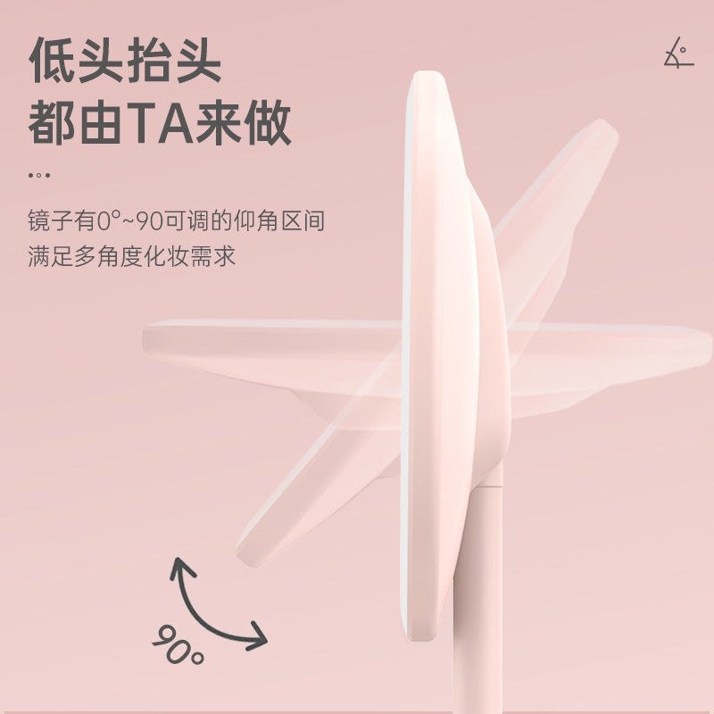 Led Makeup Mirror Three-Color Light Dressing Mirror Desktop Folding Light Mirror Touch Switch Intelligent Beauty Mirror - Image 4