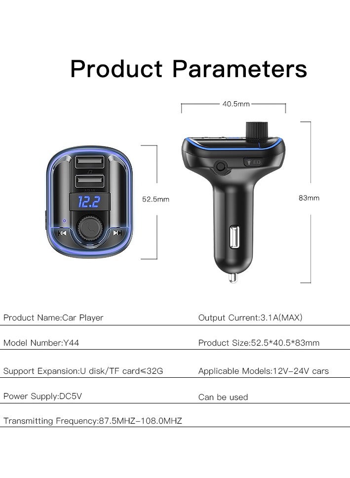 Yesido Y44 Bluetooths Auto Charge Universal U Disk 2 Usb Car Charger Black - Image 3