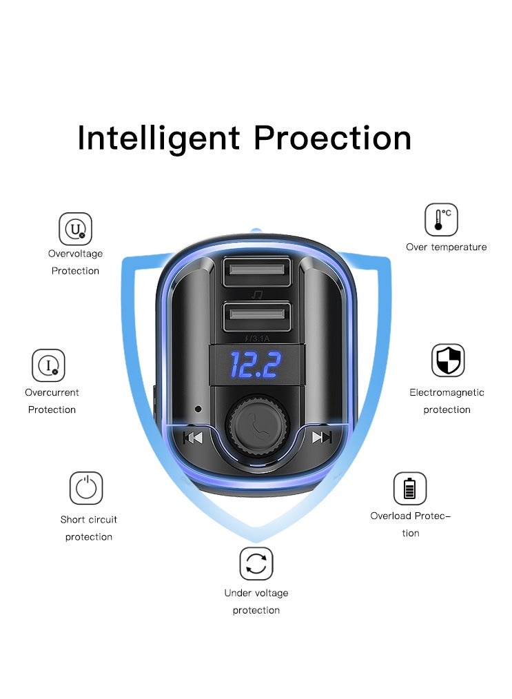 Yesido Y44 Bluetooths Auto Charge Universal U Disk 2 Usb Car Charger Black - Image 4