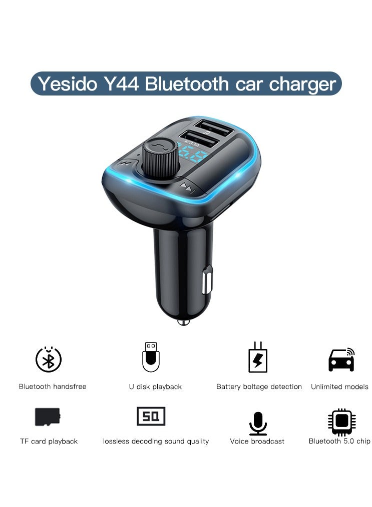 Yesido Y44 Bluetooths Auto Charge Universal U Disk 2 Usb Car Charger Black - Image 5
