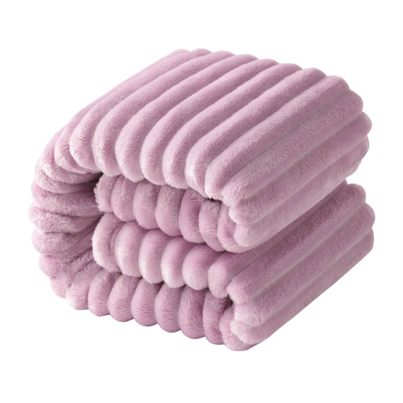 NTBAY Plush Flannel Oversized Baby Blanket  50X60 Inches Soft and Warm Toddler Blanket with Striped Texture Nursery Bed Blanket for Stroller  Crib  Travel  Baby Gift  50""x60""  Light Purple - Image 2