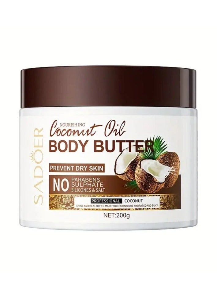SADOER 200g Rich Coconut Body Cream - Nourishing, Rejuvenating, Long-Lasting Moisturizer with Vitamin E, Plant Squalane, and Soothing Fragrance for Soft, Smooth, and Healthy-Looking Skin - Image 4