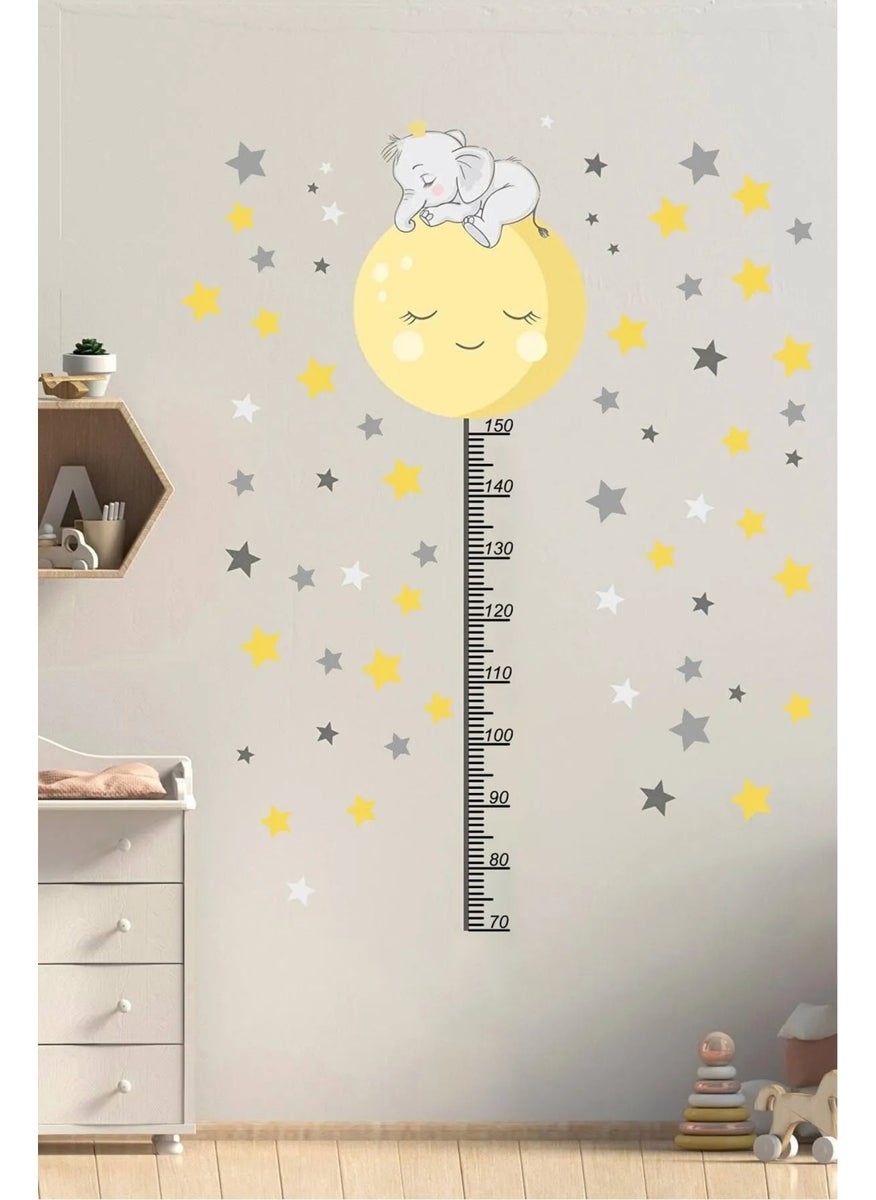 Kt Grup Kt Group Cute Elephant Height Measurer and 60 Pieces Star Wall Sticker Set  - Image 1