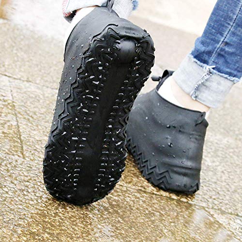 MINNESOTA Silicone Waterproof Rain Shoe Cover - Reusable Overshoes Boots Non-Slip Washable Water Resistant Protection Outdoor Cycling For Men and Women - Black (BK-SHOE-COVER-M) - Image 3