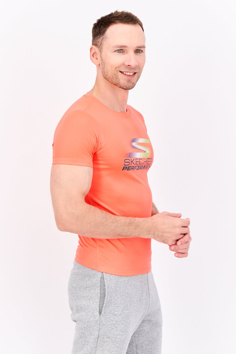 SKECHERS Men Sportswear Fit Short Sleeve Training T Shirt, Dark Coral - Image 2