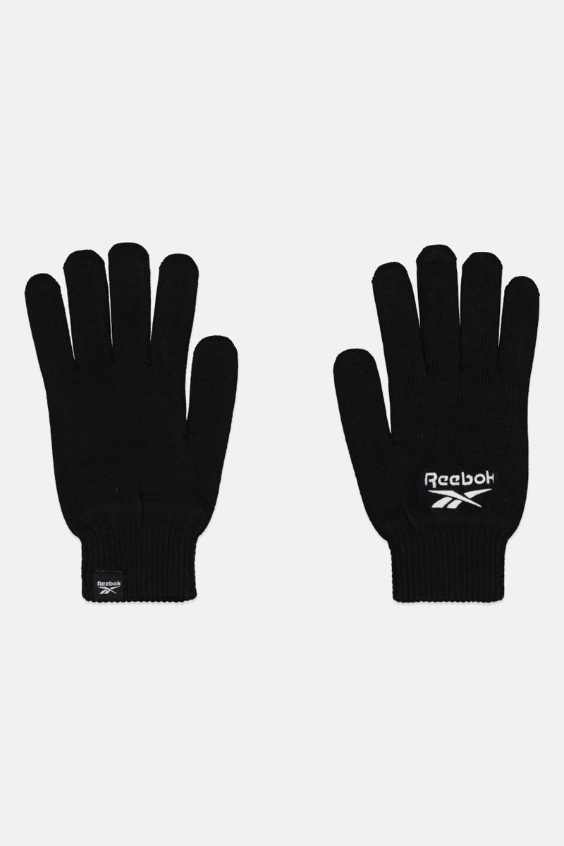 Reebok Men 1 Pair Embroidered Logo Sports Gloves, Black/White  - Image 1