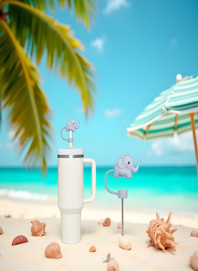 GANPUB Elephants Silicone Animal for stanley straw cover Caps for Stanley Tumbler - Compatible with 30oz & 40oz Tumblers, 0.4in Dust-Proof Reusable straw toppers. - Image 3