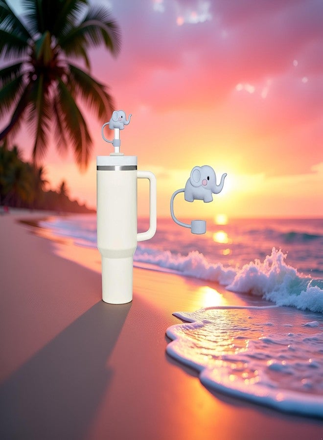GANPUB Elephants Silicone Animal for stanley straw cover Caps for Stanley Tumbler - Compatible with 30oz & 40oz Tumblers, 0.4in Dust-Proof Reusable straw toppers. - Image 4